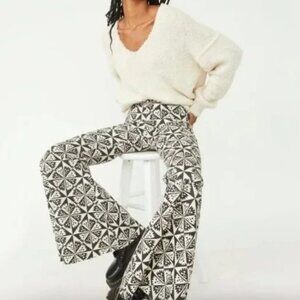 We The Free Boho Just Float On Geometric Print  Mega Flare Jeans - NWOT - RARE